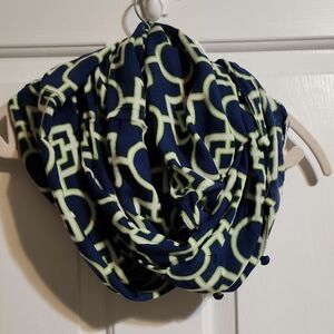 Navy and Green Geometric Scarf
